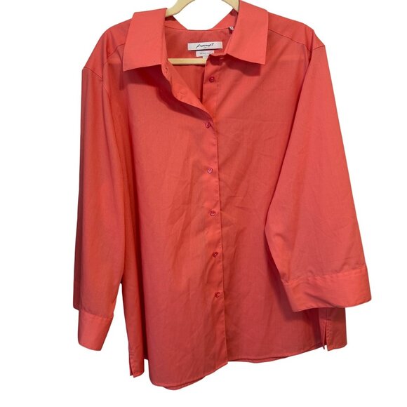 Foxcroft NYC Womens Wrinkle-Free Button-Up Shirt Size 24W Coral - Picture 1 of 6